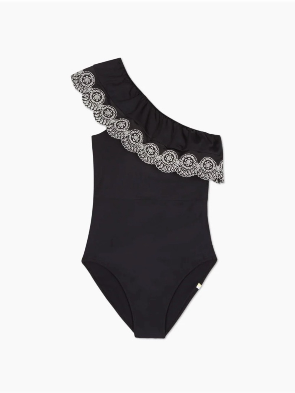 Summersalt Eyelet Ruffle Sidestroke in Black